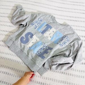 Altar'd State Gray Sweatshirt with Blue Accents